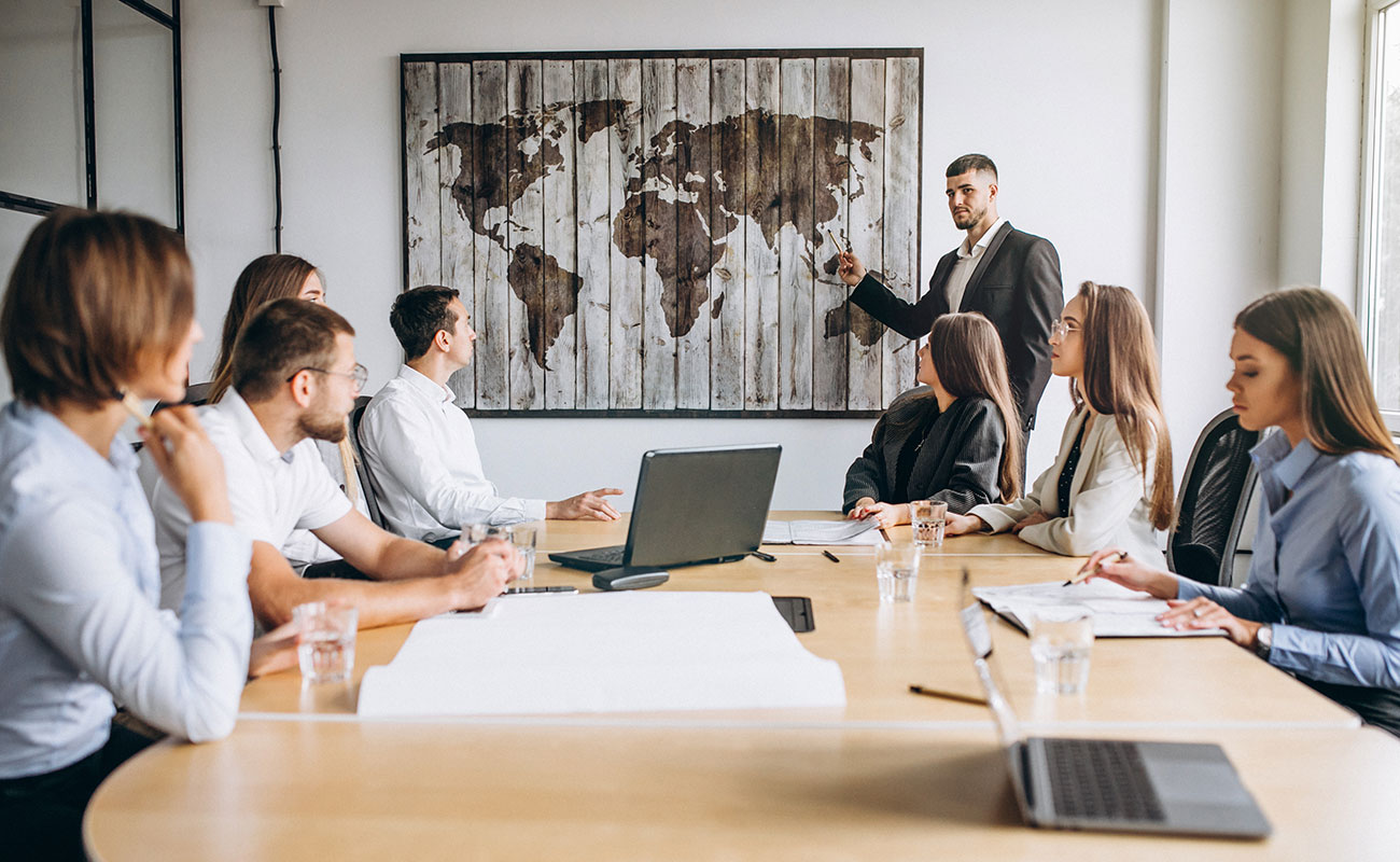 7group people working out business plan office